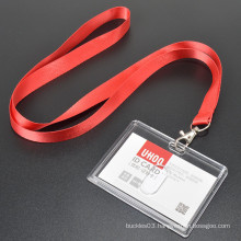 Red Color Custom Logo ID Card Holder Plain Polyester Lanyard